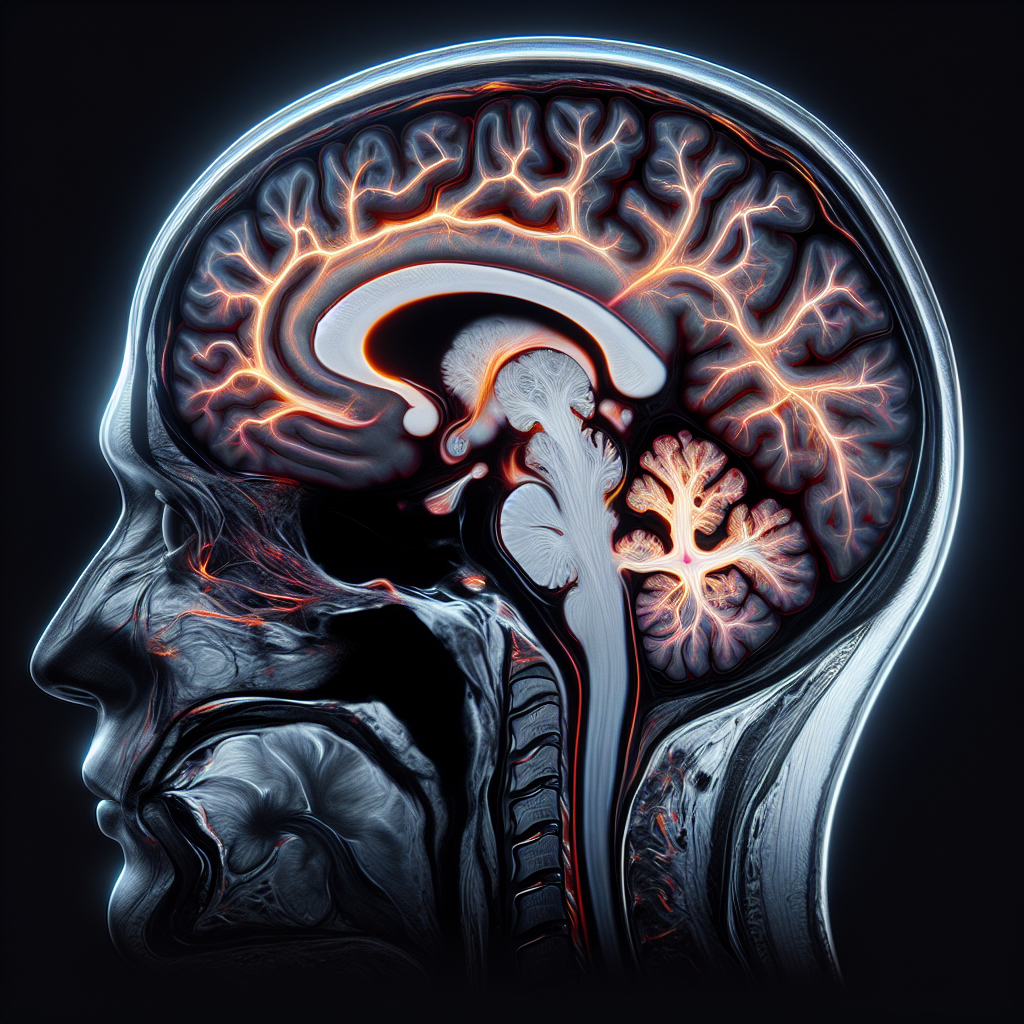 Generate a detailed, high-quality, photorealistic image showcasing a human brain MRI scan related to ALS. The radiograph should provide stunning insights, which could potentially be used to rule out other diseases. Let the image depict intricate details of the neural structure with natural lighting providing depth via soft shadows.