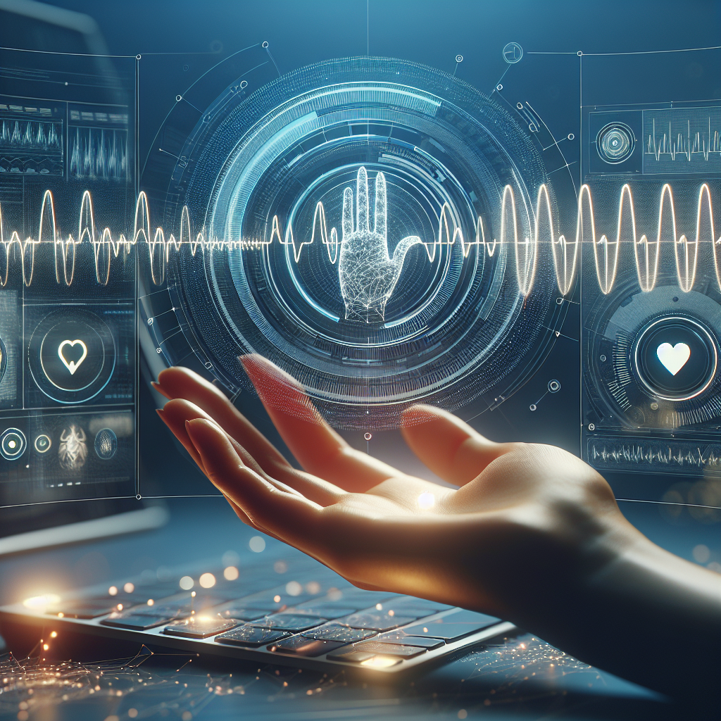 Create a visually striking, photorealistic illustration showcasing the concept of cutting-edge AI technology being utilized for speech analysis in ALS diagnosis. The composition should highlight waveform graphics symbolizing the EMG pattern recognition process against a digital interface background. Natural lighting and soft shadows should lend depth and dimension to the image, indicating the complex interplay between machine learning and medical science. Please refrain from using specific branding or identifiable logos.