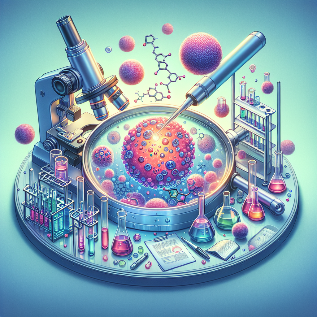 Generate a high-quality, photorealistic image using natural lighting and soft shadows. The illustration should portray a magnified view of molecular ALS research, focusing on MTOR Inhibition mechanism. Conceptualize this by illustrating a scientific breakthrough, perhaps with symbolic elements representing cellular cleanup. Consider incorporating visual elements such as magnified cells, lab equipment, and unique visual metaphors for cellular cleanup and breakthrough. However, take care not to turn this into a clinical or sterile scene; strive to maintain a sense of wonder and discovery.