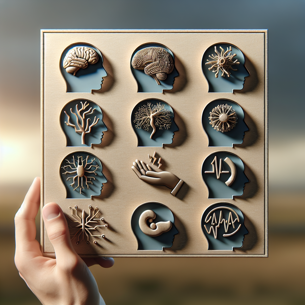 Generate a high-quality, photorealistic image that visually represents subtle early warnings of a particular neurological disease. The image should depict ten distinct subtle signs, each one represented symbolically. The image should rely heavily on natural lighting and soft shadows to create an educative, immersive, and compelling composition.