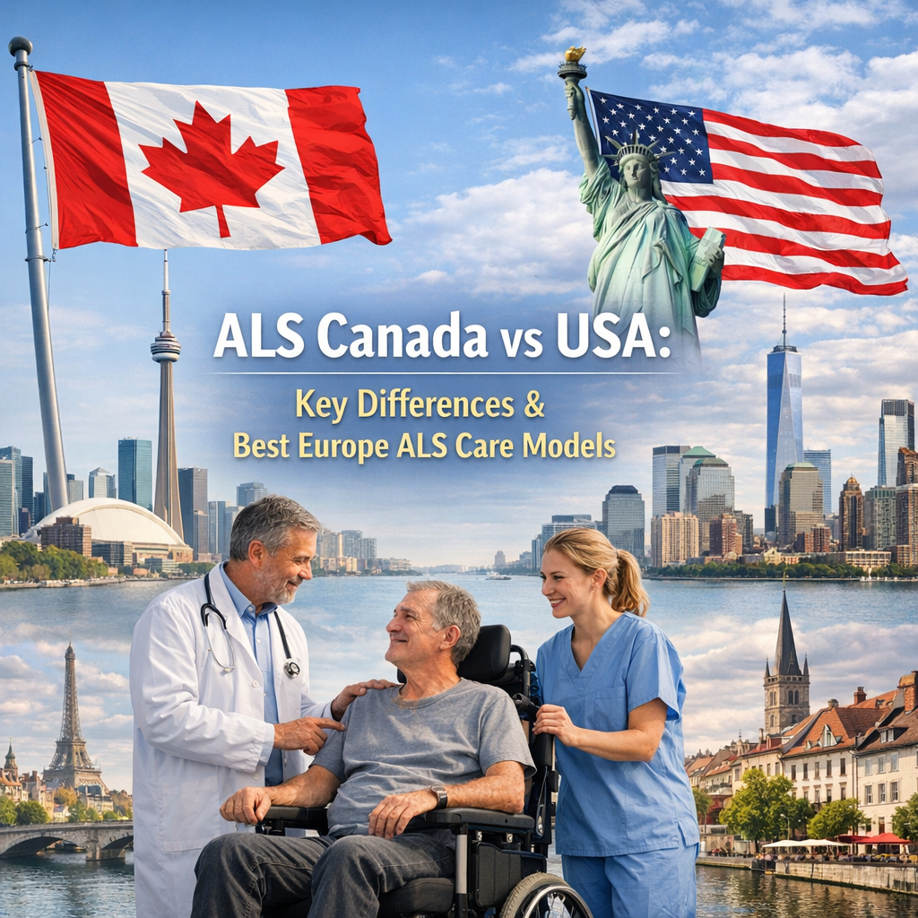 Illustration of ALS Canada vs USA: Key Differences & Best Europe ALS Care Models