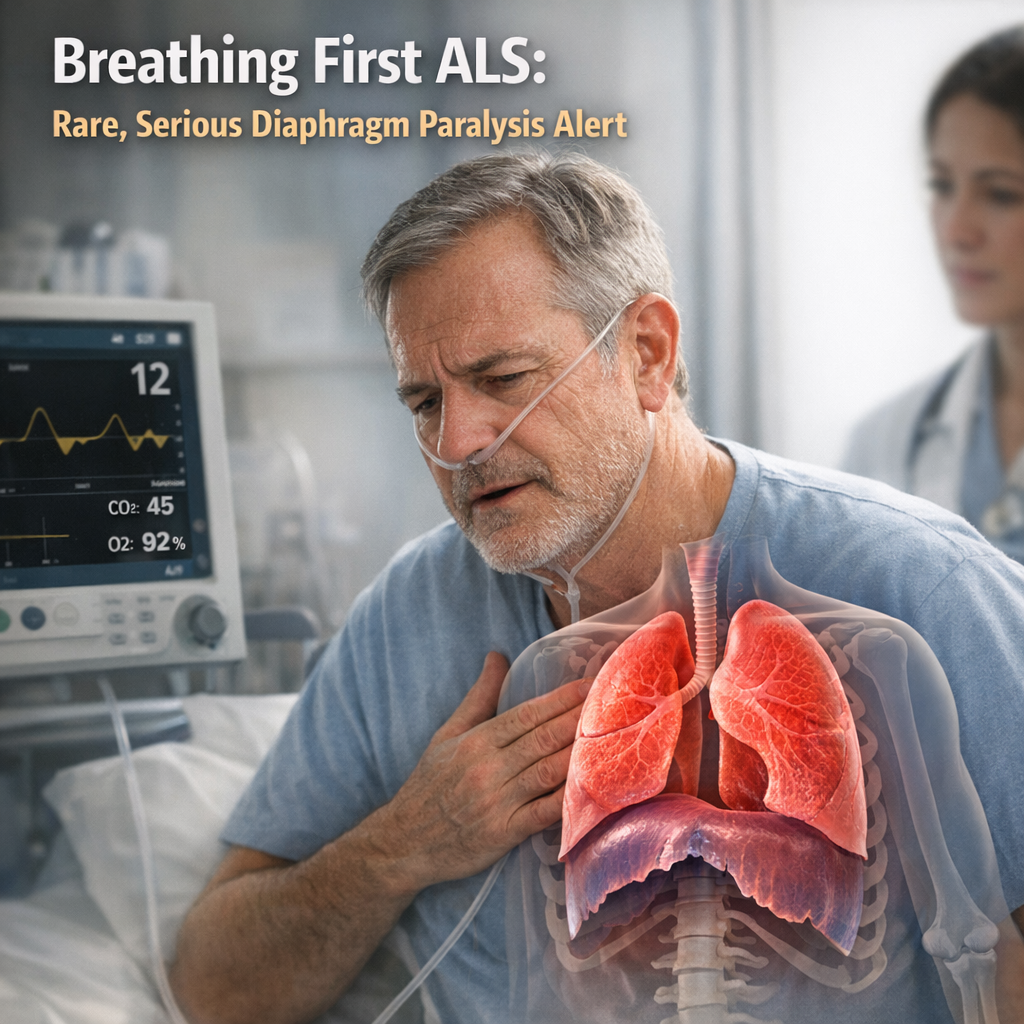 Illustration of Breathing First ALS: Rare, Serious Diaphragm Paralysis Alert