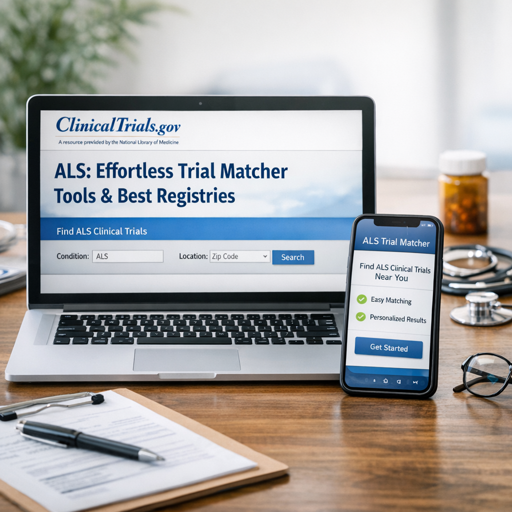 Illustration of Clinicaltrials.gov ALS: Effortless Trial Matcher Tools & Best Registries