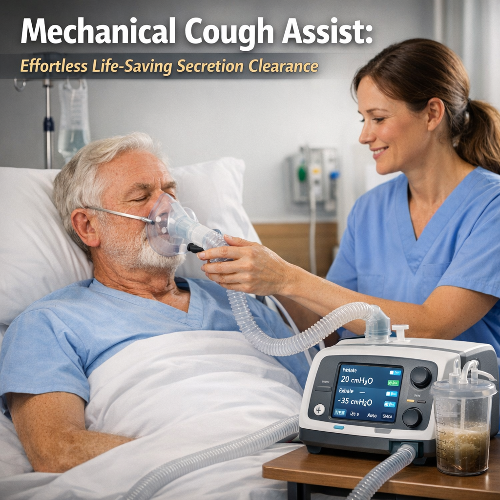 Illustration of Mechanical Cough Assist: Effortless Life-Saving Secretion Clearance