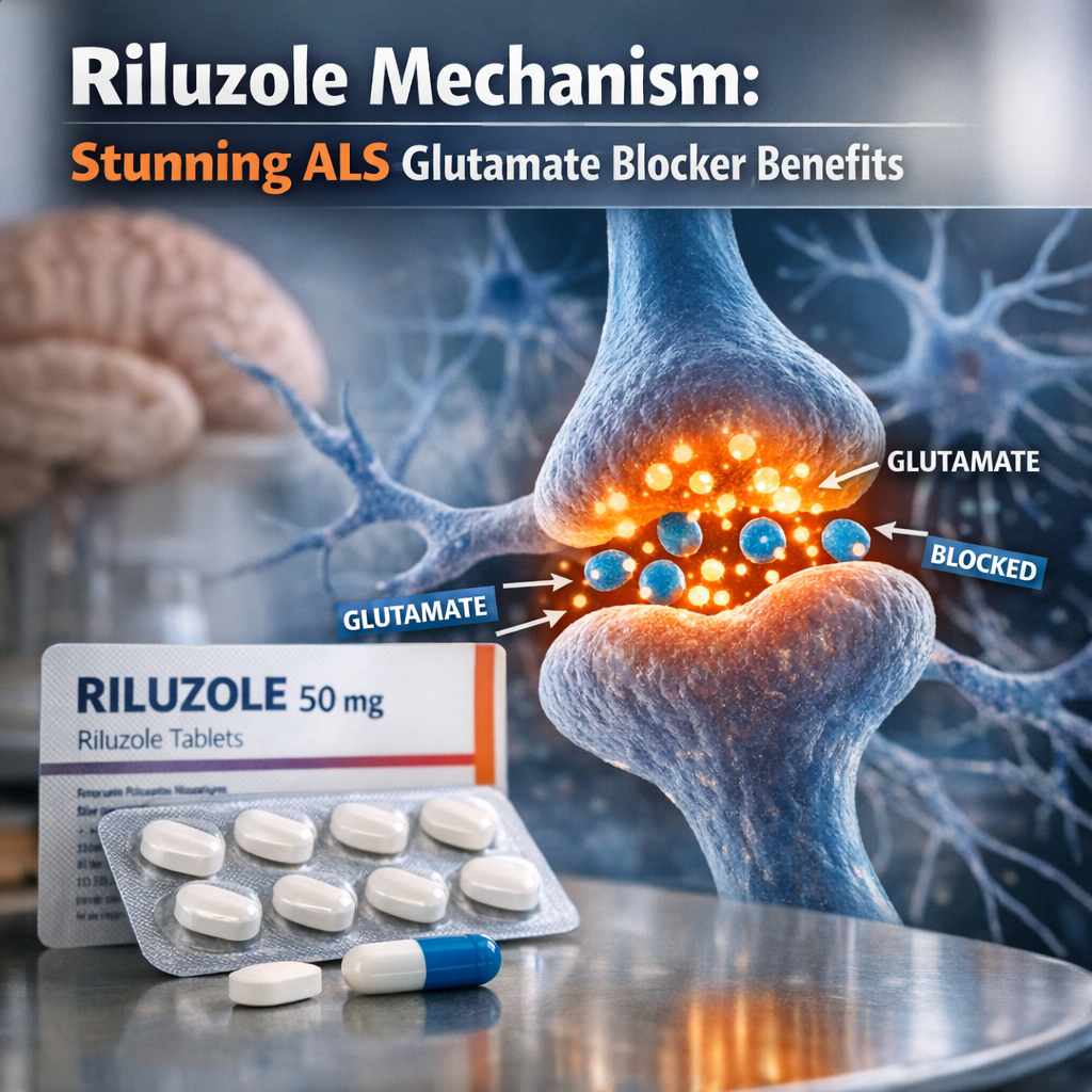 Illustration of Riluzole Mechanism: Stunning ALS Glutamate Blocker Benefits