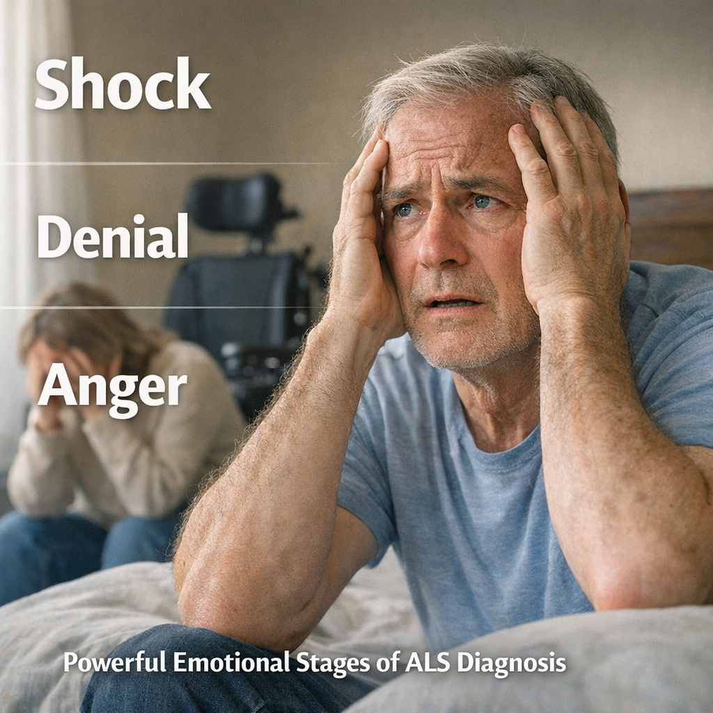 Illustration of Shock Denial Anger: Powerful Emotional Stages of ALS Diagnosis