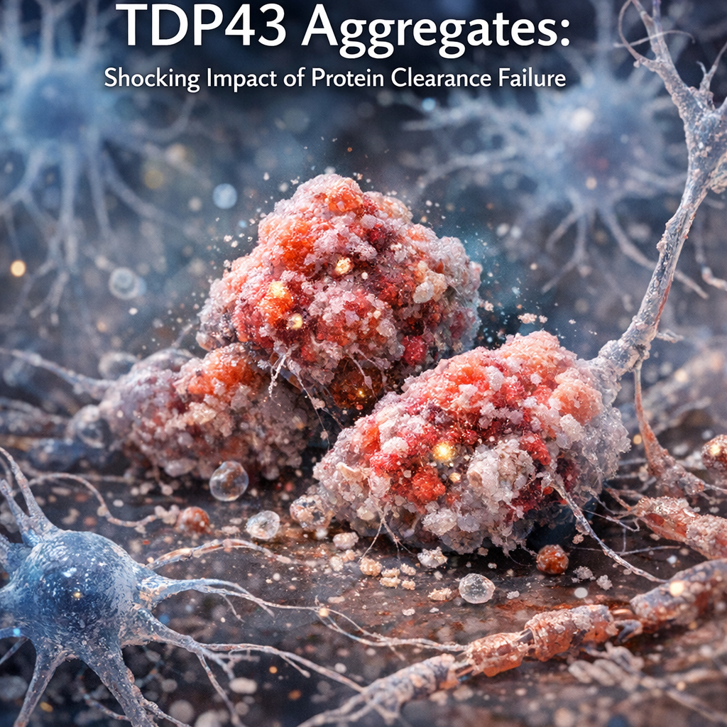 Illustration of TDP43 Aggregates: Shocking Impact of Protein Clearance Failure